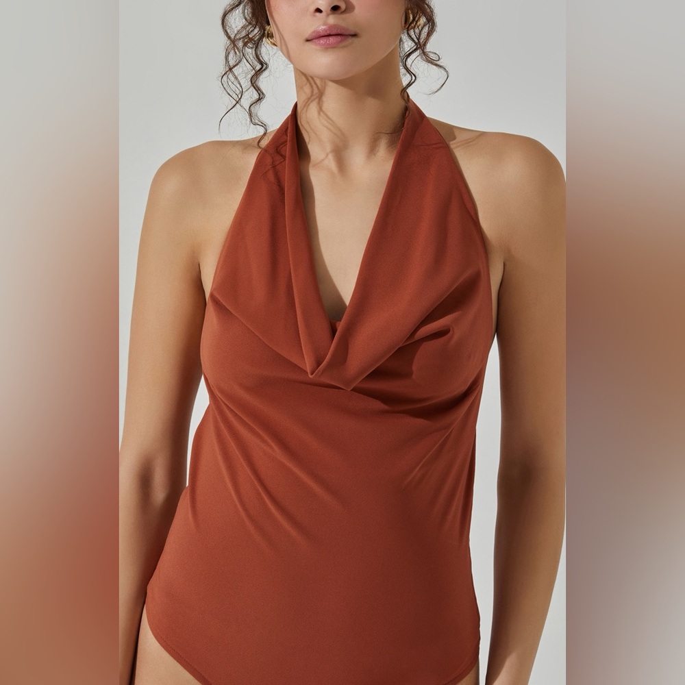 Astr Rust Halter Bodysuit